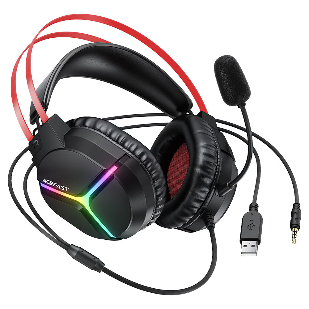 Acefast H16 3.5mm Gaming Headphones, RGB, 2m, Black