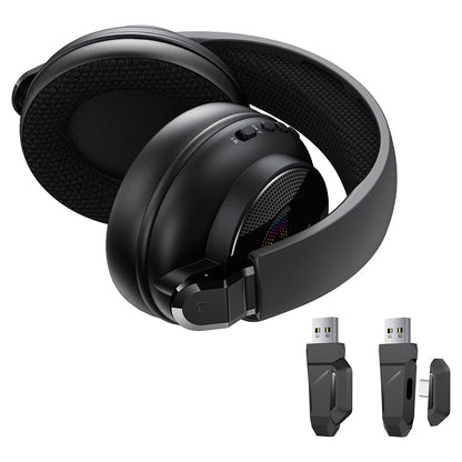 Acefast H15 Wireless Gaming Headphones, RGB, BT / Wi-Fi / Wired, Black