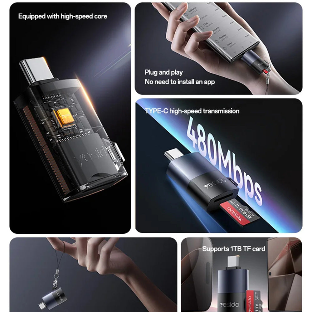 USB Card Reader Yesido GS37, microSD, Black