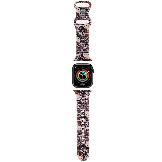 Hello Kitty Silicone Graffiti Tags Strap for Apple Watch 42mm / 41mm / 40mm / 38mm Series, Pink