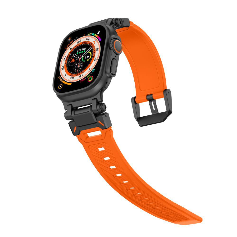 Techsuit W064 Strap for Apple Watch 49mm / 46mm / 45mm / 44mm / 42mm Series, Black Orange