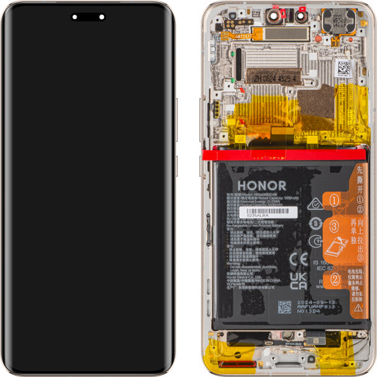Touchscreen Display Honor Magic6 Pro, with Frame and Battery, Gold, Service Pack 0235ALRA 
