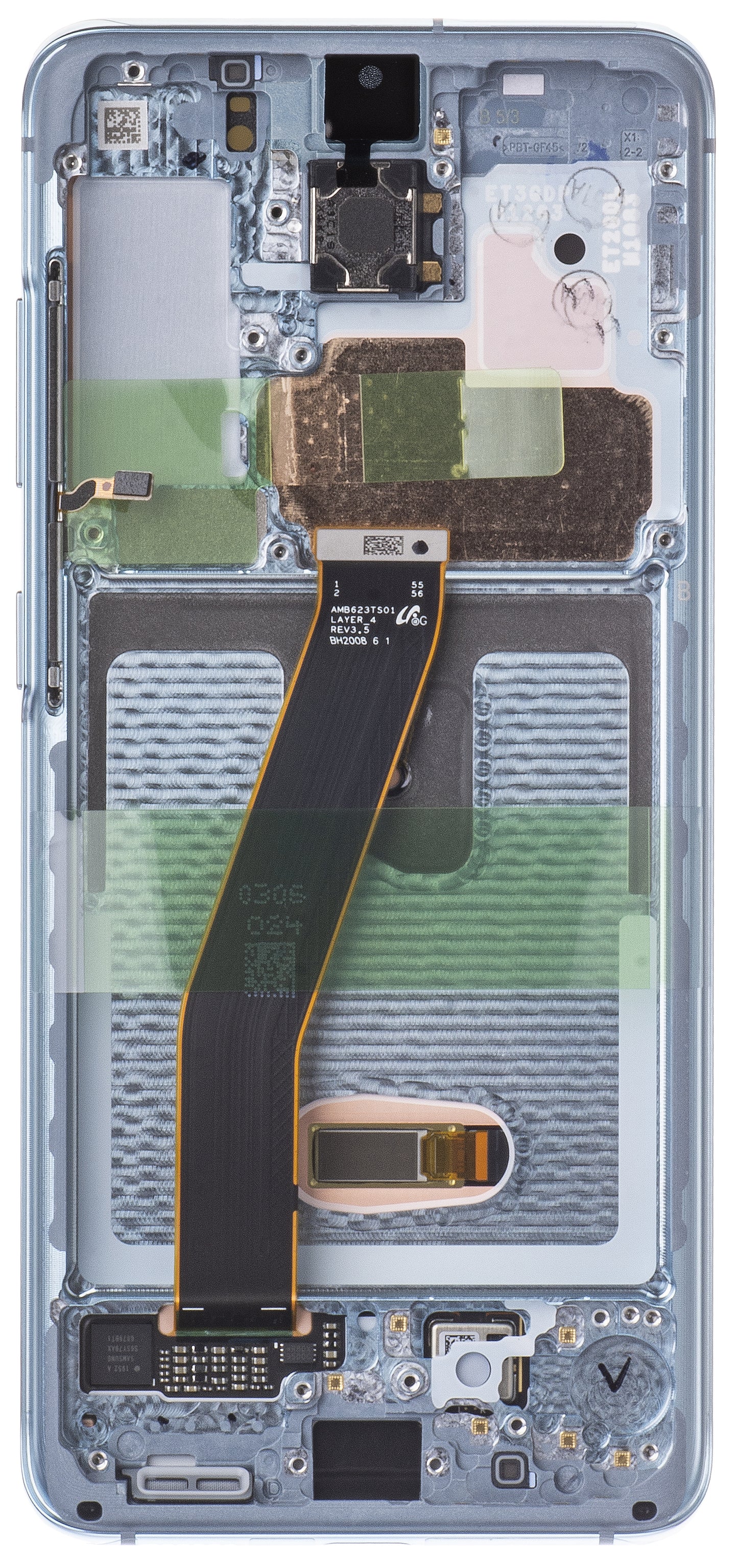 Touchscreen Display Samsung Galaxy Galaxy S20 5G G981 / S20 G980, with Frame, Blue, Service Pack GH82-31432D 