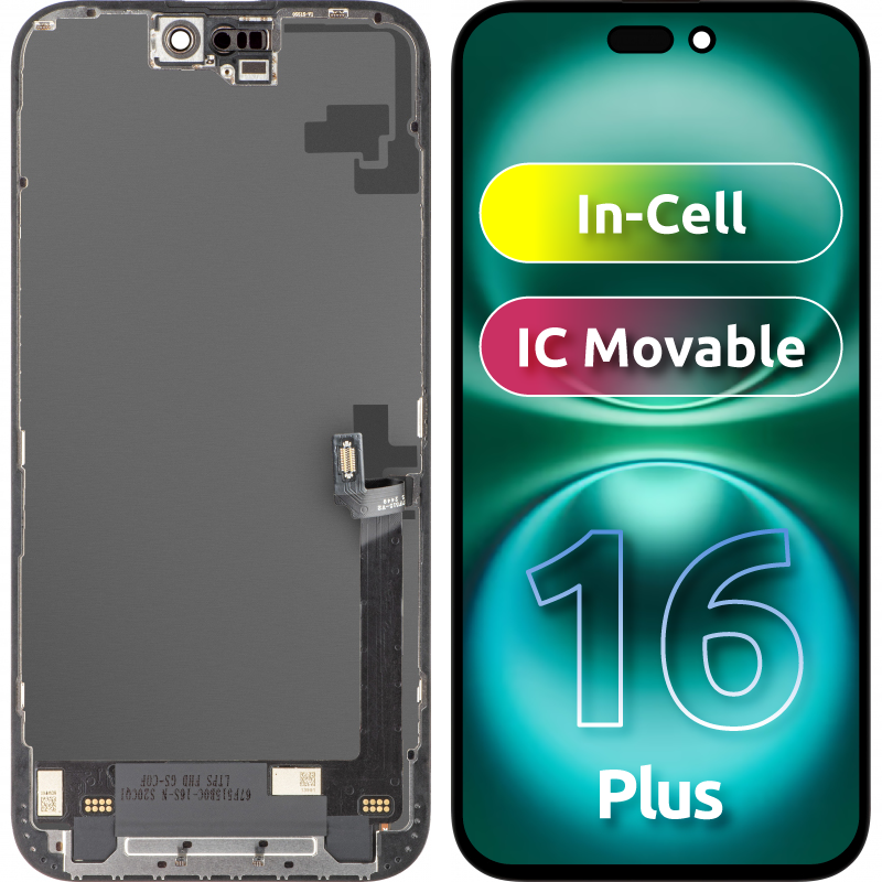 ZY Touchscreen Display for Apple iPhone 16 Plus, with Frame, Movable In-Cell IC LCD Version, Black