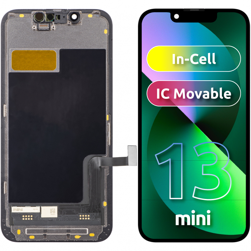 ZY Touchscreen Display for Apple iPhone 13 mini, with Frame, In-Cell IC Movable LCD Version, Black