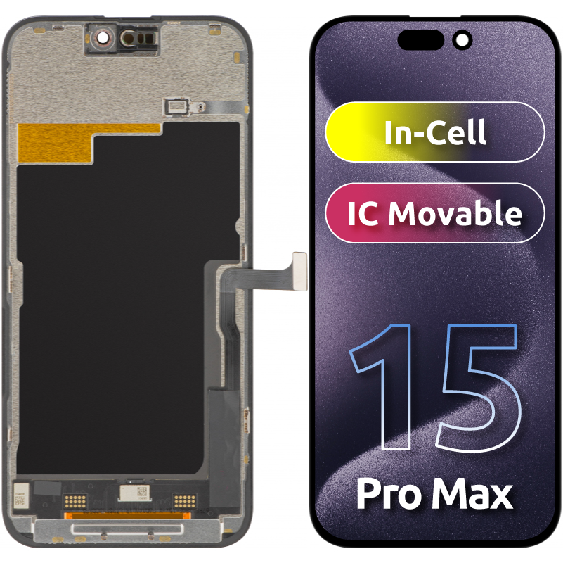 ZY Touchscreen Display for Apple iPhone 15 Pro Max, with Frame, LCD In-Cell IC Movable Version, Black