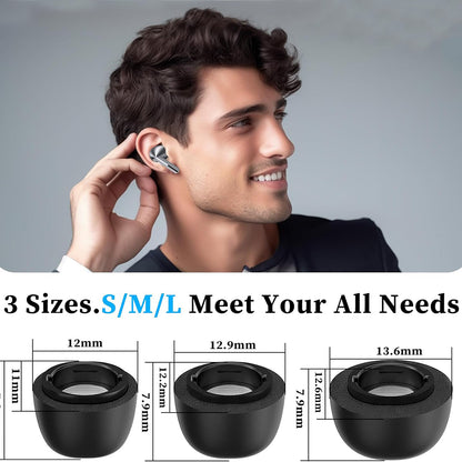 Techsuit ET3 Ear Tips for Samsung Galaxy Buds3 Pro, Size S / M / L, Black