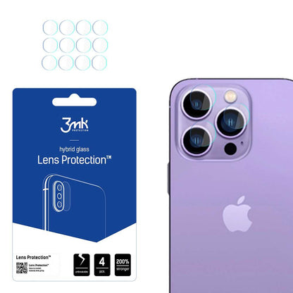 3MK Protection Rear Camera Protective Film for Apple iPhone 14 Pro Max / 14 Pro, Flexible Glass, Set of 4 Pieces, Transparent