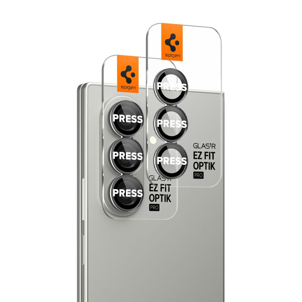 Spigen GlastR EZ FIT Optik Pro HD Back Camera Protector for Samsung Galaxy Z Fold7 F966, Tempered Glass, Set of 2 pieces, Black AGL09581