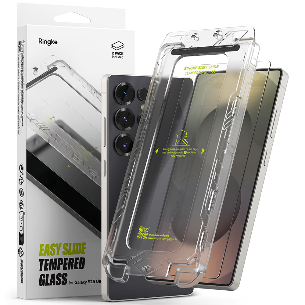 Ringke Easy Slide Screen Protector for Samsung Galaxy S25 Ultra S938, Tempered Glass, Full Glue, Set of 2 Pieces