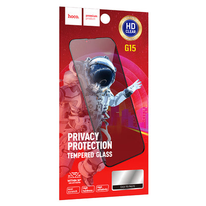 HOCO G15 Privacy Screen Protector for Apple iPhone 14 Pro Max, Tempered Glass, Full Glue, 5D