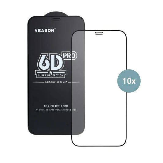 Veason PRO Screen Protector for Apple iPhone 17 Air, Tempered Glass, Full Glue, Set of 10 pieces, 6D, Black