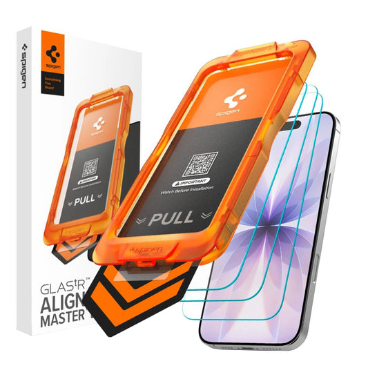 Spigen GlastR Align Master Slim Screen Protector for Apple iPhone 17, Tempered Glass, Full Glue, Set of 3 Pieces