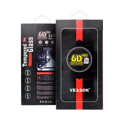 Veason PRO Screen Protector for Apple iPhone 16 / 15, Tempered Glass, Full Glue, 6D, Black