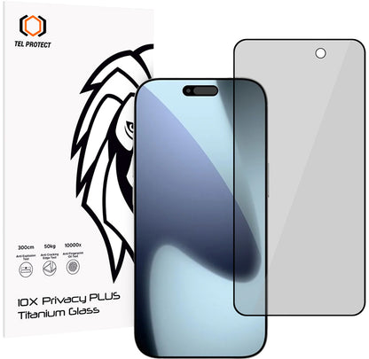 Tel Protect 10X Plus Titanium Privacy Screen Protector for Apple iPhone 17 Pro, Tempered Glass, Full Glue