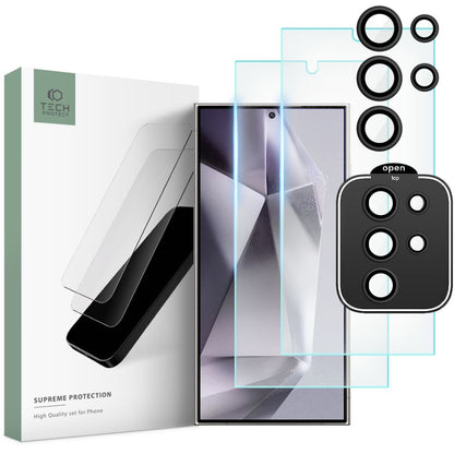 Tech-Protect Supreme Back Screen and Camera Protective Film for Samsung Galaxy S24 Ultra S928, Glass Shield, Full Glue, Set 3 pieces, 2.5D 