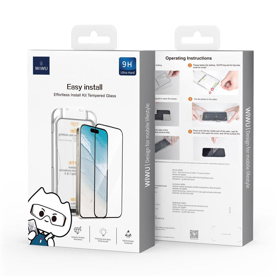 Screen Protector WiWu Wi-SQ008 for Apple iPhone 16 Pro Max, Glass Shielded, Full Glue, Black