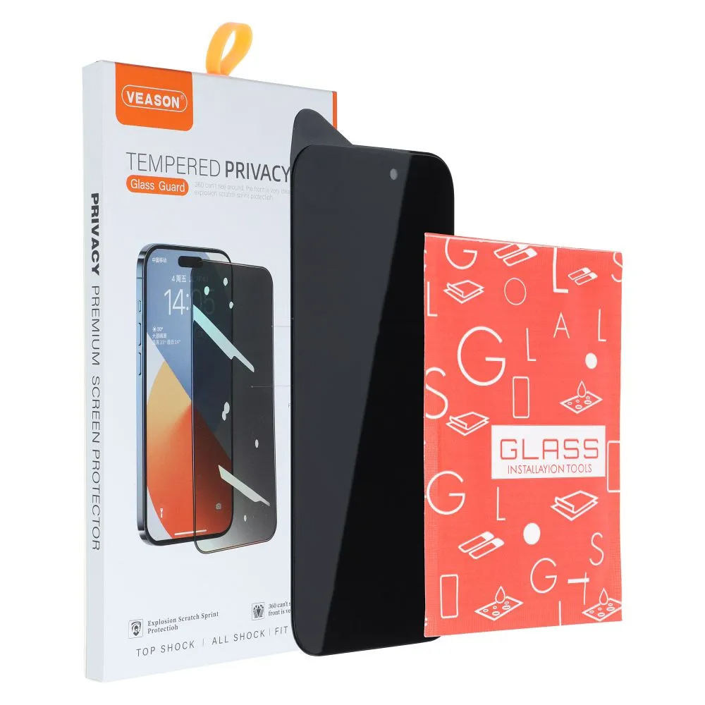 Veason Privacy Screen Protector for Apple iPhone 17, Tempered Glass, Full Glue, 6D