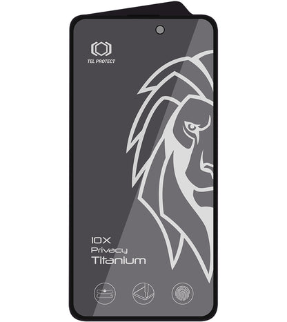 Tel Protect 10X Plus Titanium Privacy Screen Protector for Apple iPhone 17 / 16 Pro, Tempered Glass, Full Glue