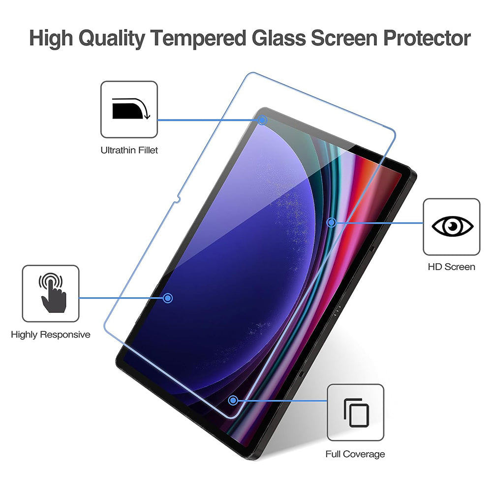 Lito Classic Screen Protector Film for Samsung Galaxy Tab S9 FE / Tab S9, Tempered Glass, Full Glue, 2.5D