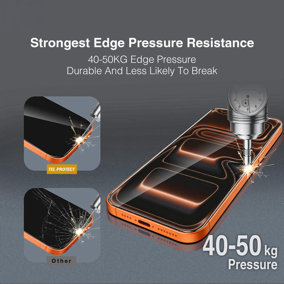 Tel Protect 10X HD DLC Diamond Coating Screen Protector for Apple iPhone 17e / 16e / 14 / 13 Pro / 13, Tempered Glass, Full Glue, Black