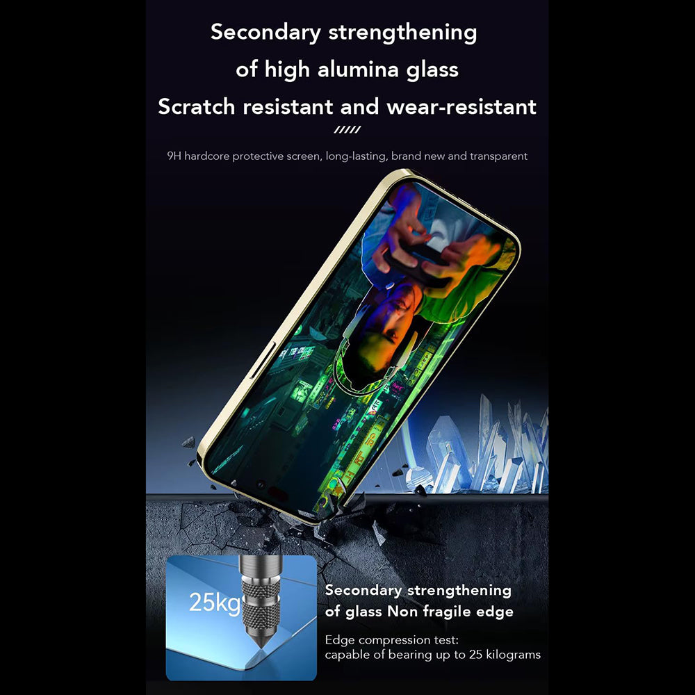 Anank 1X Reinforced Anti-Fingerprint Screen Protector for Apple iPhone 16 Pro Max, Tempered Glass, Full Glue, 2.5D, Black