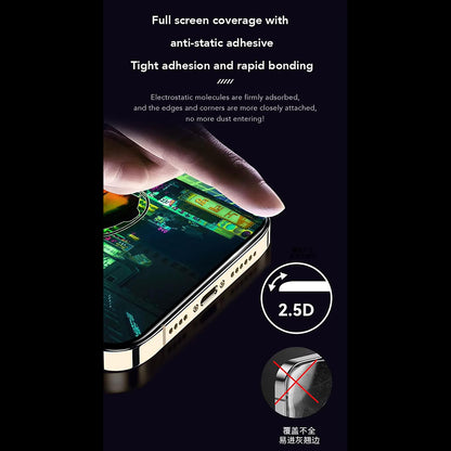Anank 1X Reinforced Anti-Fingerprint Screen Protector for Apple iPhone 16 Pro, Tempered Glass, Full Glue, 2.5D, Black