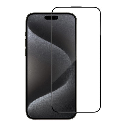 Blueo Anti-Reflective HD Screen Protector Film for Apple iPhone 15 Pro Max, Tempered Glass, Full Glue, Black