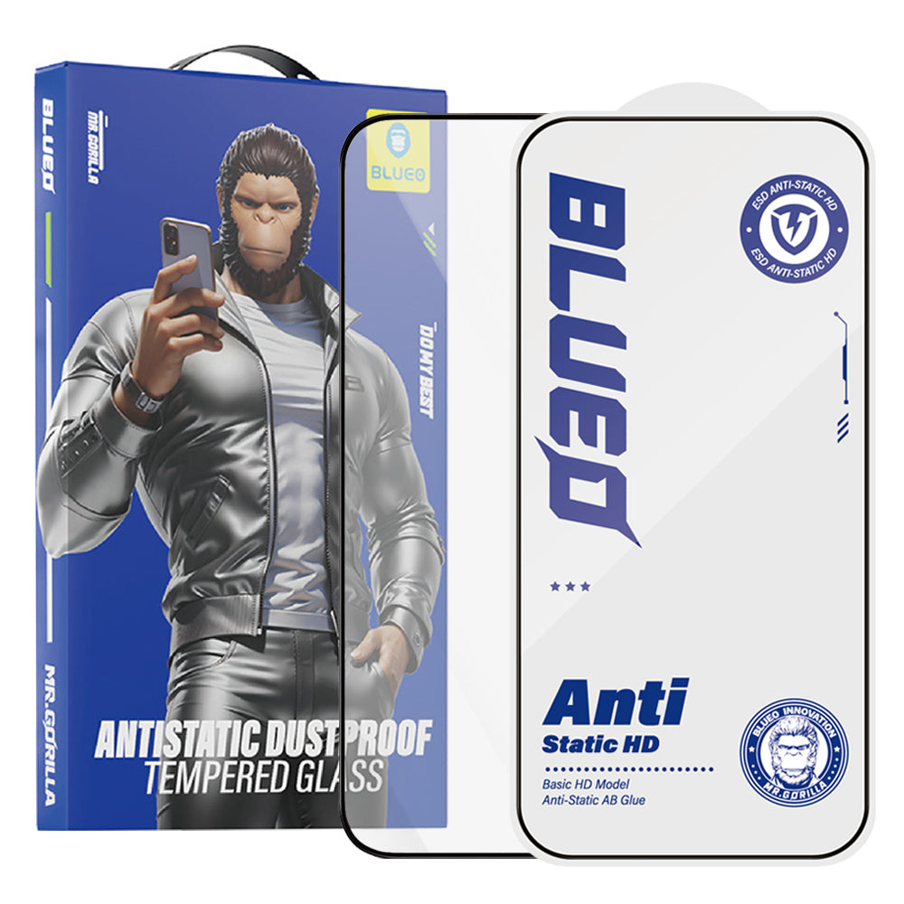 Blueo Anti-Static HD Screen Protector Film for Apple iPhone 11 / XR, Tempered Glass, Full Glue, Black