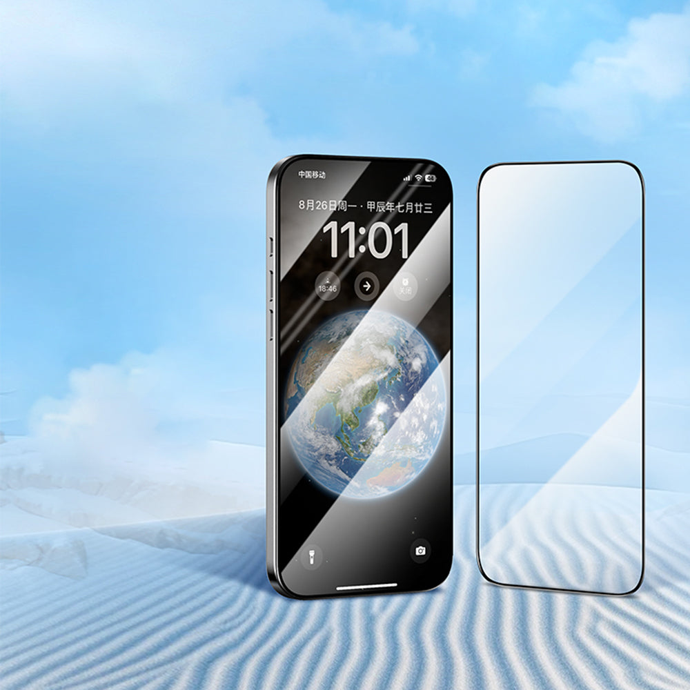 Blueo Silk HD Screen Protector Film for Apple iPhone 15 Pro, Tempered Glass, Full Glue, Set of 5 pieces, 2.5D, Black