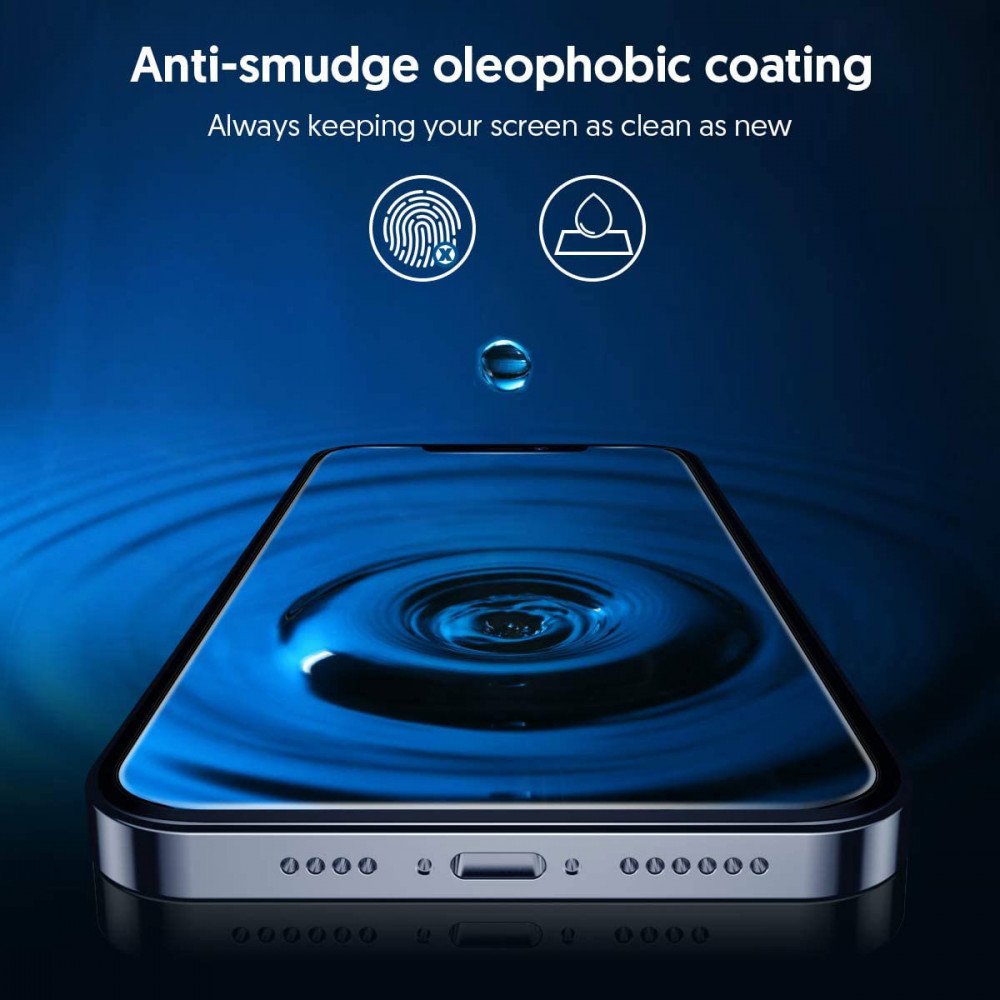 Blueo Silk HD Screen Protector Film for Apple iPhone 16 Plus / 15 Plus, Tempered Glass, Full Glue, Set of 5 pieces, 2.5D, Black