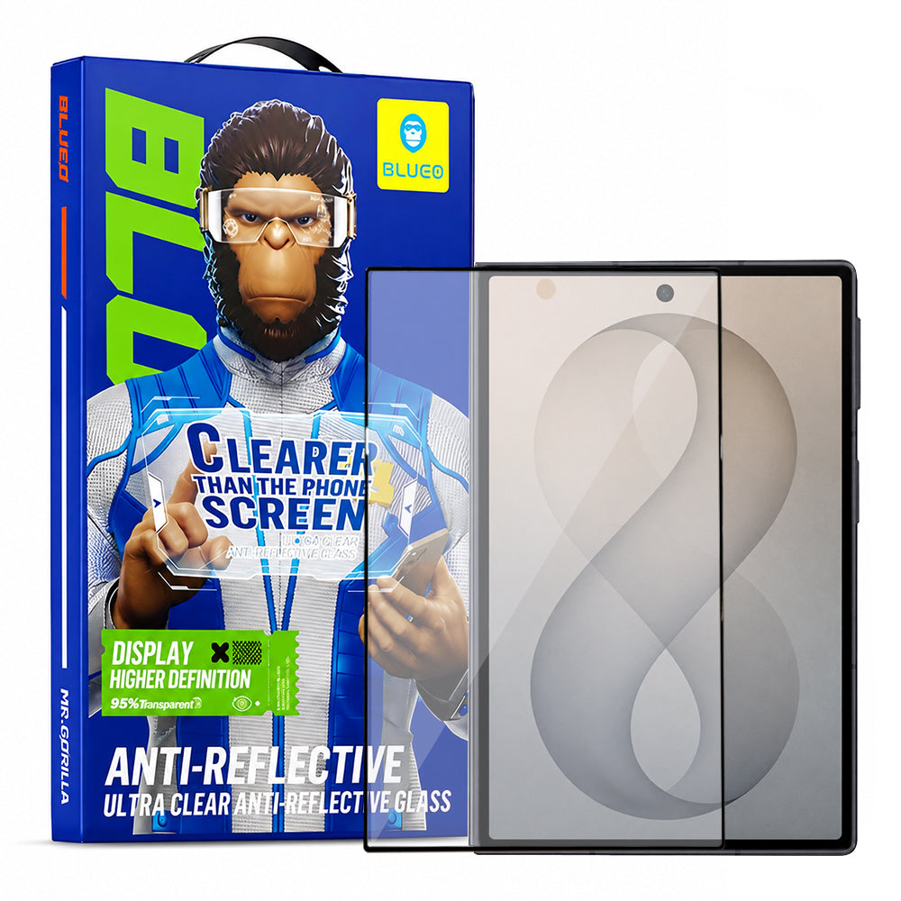 Blueo Anti-Reflective HD Exterior Screen Protector for Samsung Galaxy Z Fold8 F976, Tempered Glass, Full Glue, Black