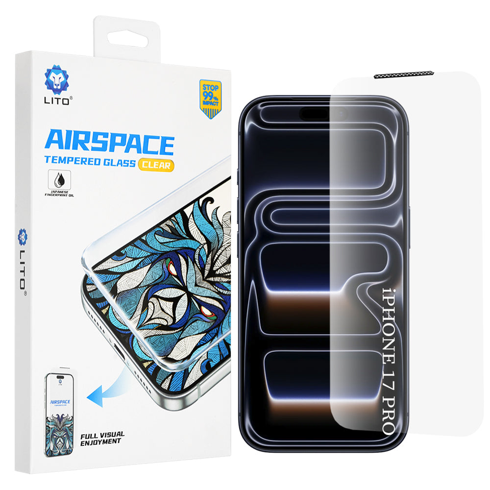 Lito Airspace Border Screen Protector for Apple iPhone 18 Pro / 17 Pro, Tempered Glass, Full Glue