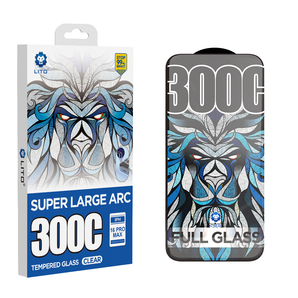 Lito D+ Max 300C Screen Protector for Apple iPhone 16 Pro, Tempered Glass, Full Glue
