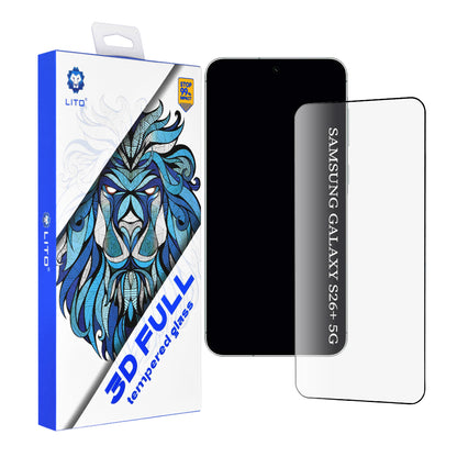 Lito Screen Protector for Samsung Galaxy S26 Plus, Tempered Glass, Full Glue, 3D, Black