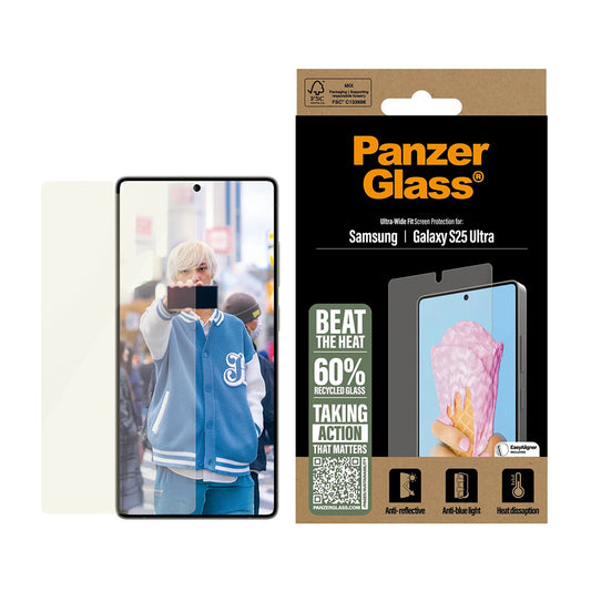 PanzerGlass Ultra-Wide Fit All-in-One Screen Protector for Samsung Galaxy S25 Ultra S938, Tempered Glass, Full Glue