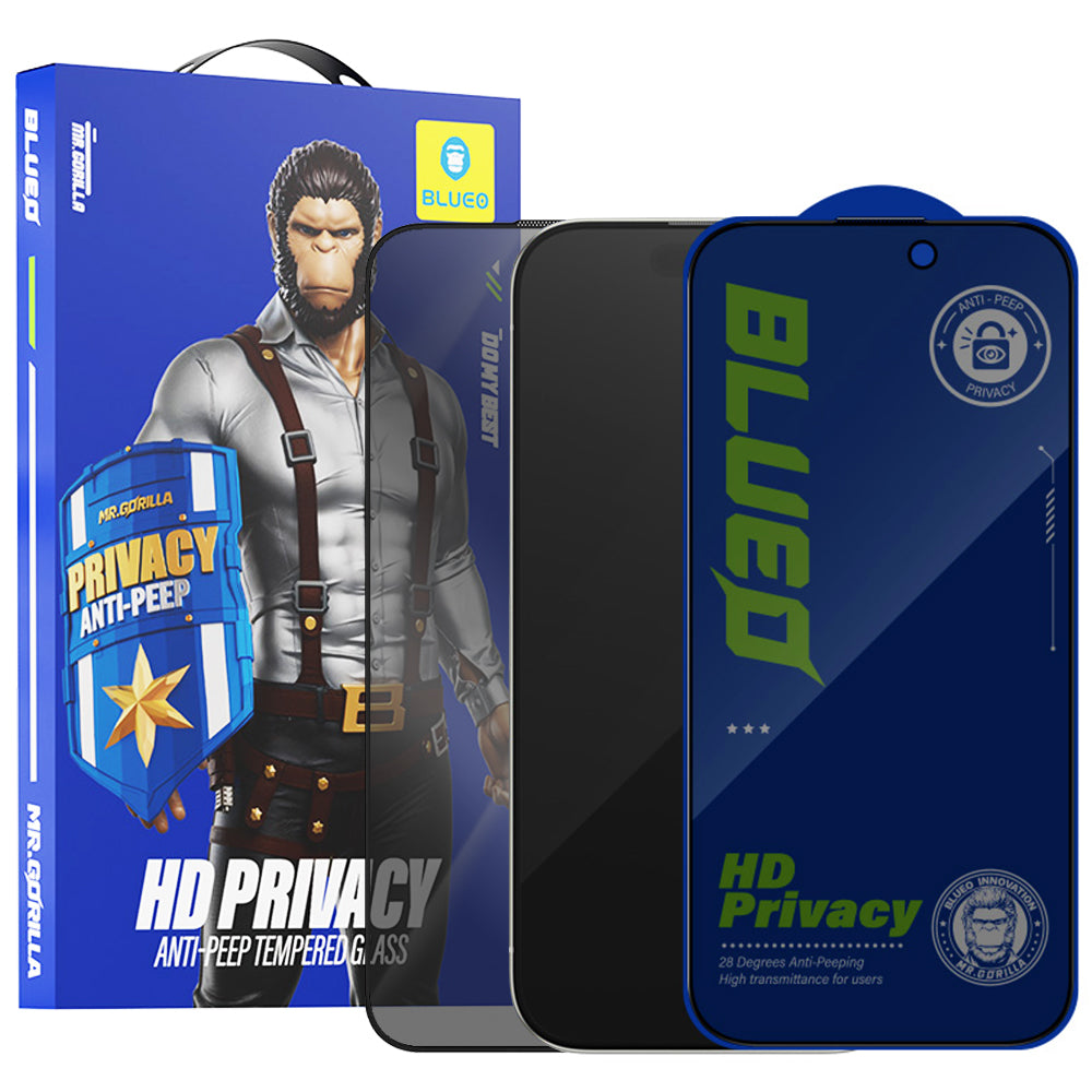 Blueo Anti-Peep Privacy Screen Protector for Apple iPhone 12 Pro Max, Tempered Glass, Full Glue