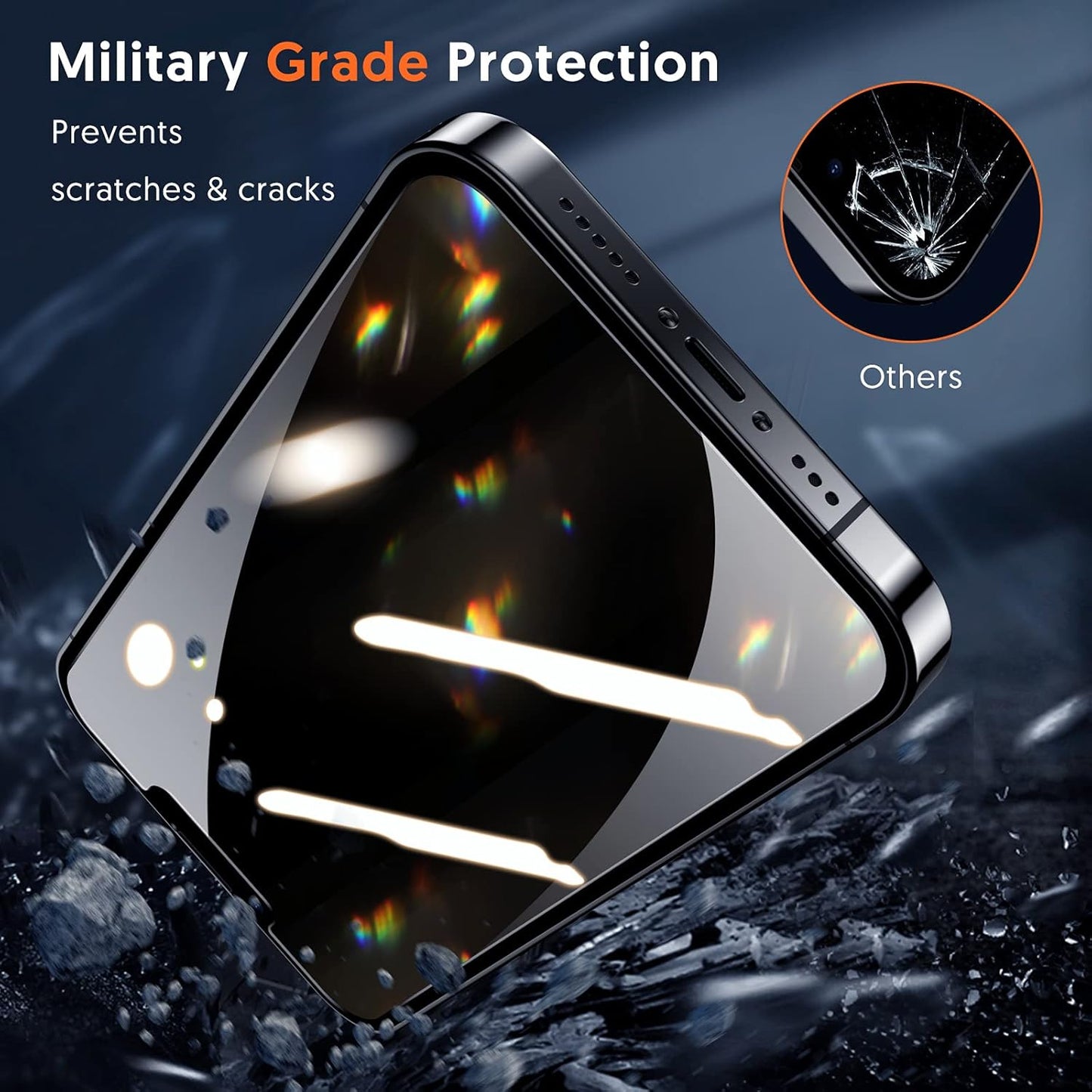 Blueo Anti-Peep Privacy Screen Protector for Apple iPhone 12 Pro Max, Tempered Glass, Full Glue