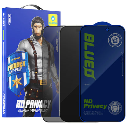 Blueo Anti-Peep Privacy Screen Protector for Apple iPhone 17e / 16e / 14 / 13 Pro, Tempered Glass, Full Glue