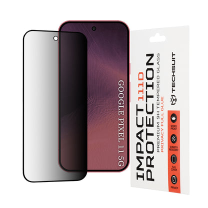 Privacy Techsuit Screen Protector for Google Pixel 11 Pro / 11, Tempered Glass, Full Glue, 111D