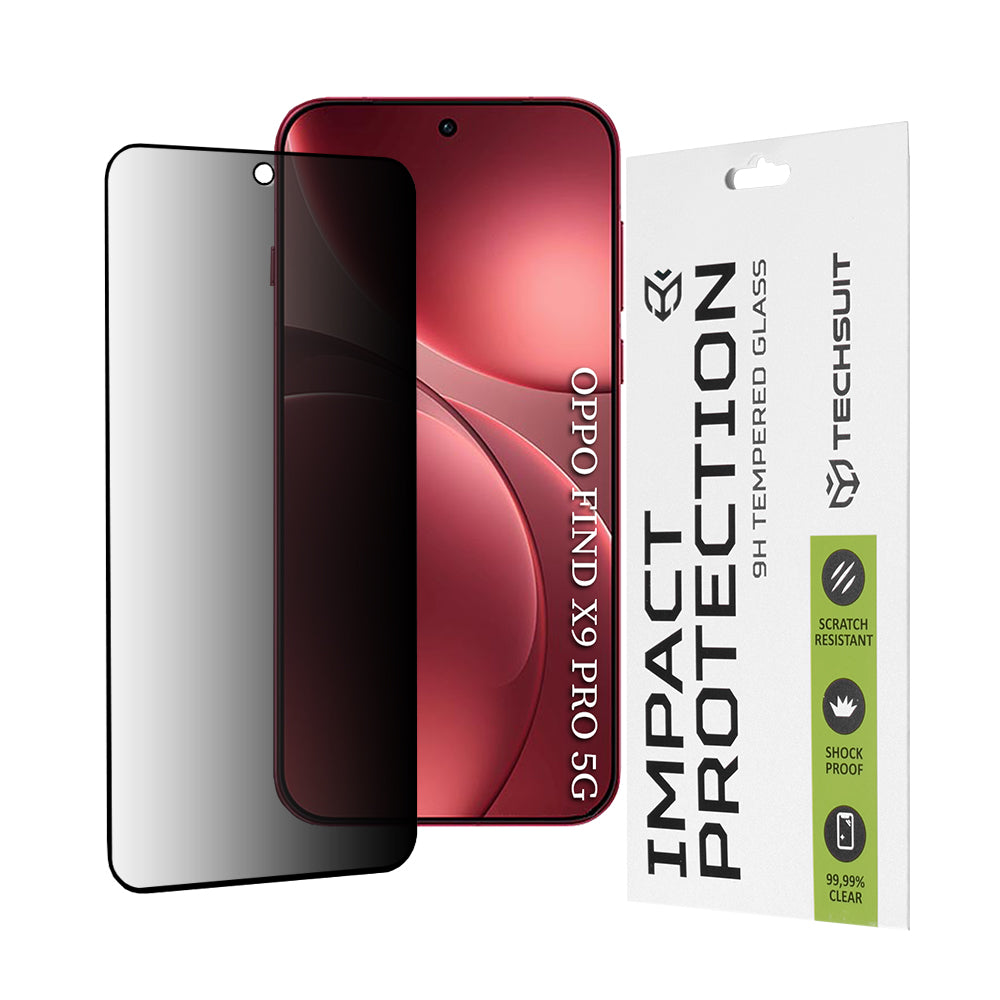 Privacy Techsuit Screen Protection Film for Oppo Find X9 Pro, Tempered Glass, Full Glue, 111D