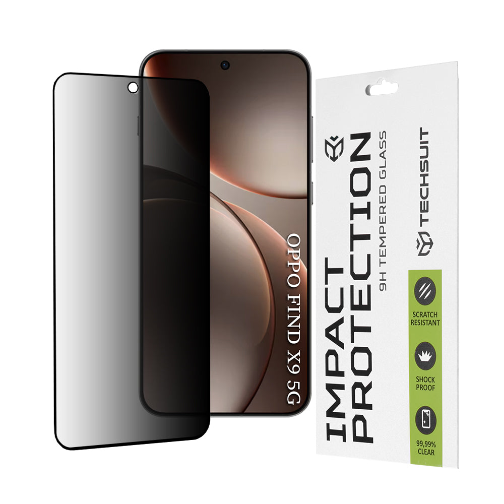 Privacy Techsuit Screen Protector for Oppo Find X9, Tempered Glass, Full Glue, 111D
