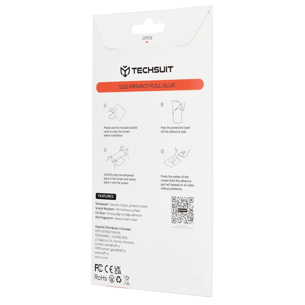 Privacy Techsuit Screen Protector for Xiaomi Poco X8 Pro Max, Tempered Glass, Full Glue, 111D