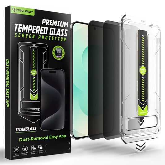 Privacy Screen Protector Techsuit TitanGlass CrystalHD for Samsung Galaxy S26 Plus, Tempered Glass, Full Glue, Set of 2 Pieces