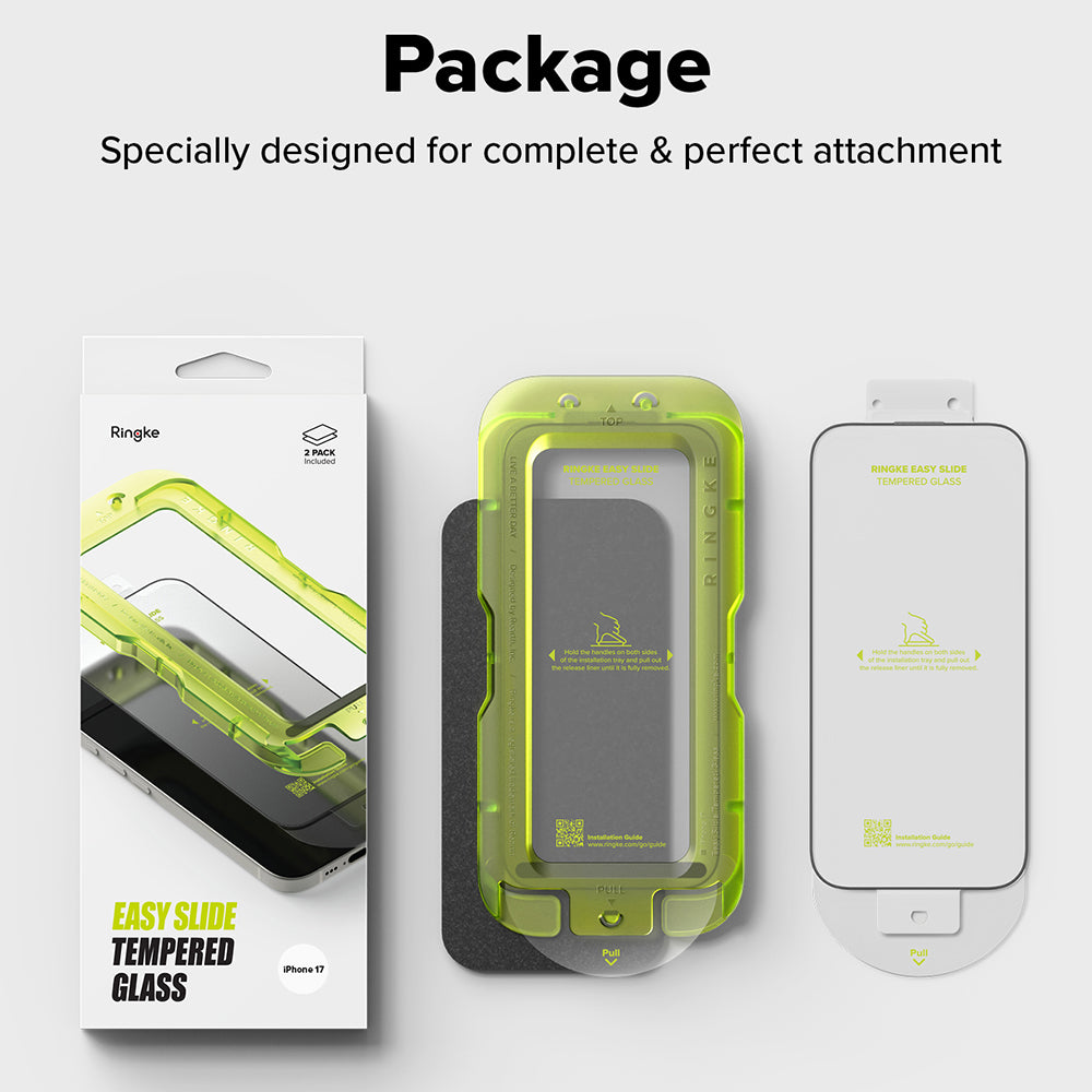 Ringke Easy Slide Screen Protector for Apple iPhone 17 Air, Tempered Glass, Full Glue, Set of 2 pieces