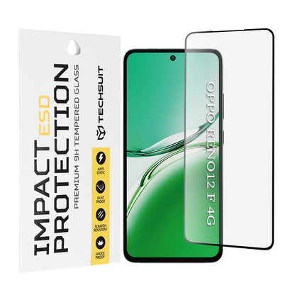 Techsuit Screen Protector Film for Oppo Reno12 FS 5G / Reno12 FS 4G / Reno12 F 4G / Reno12 F, Tempered Glass, Full Glue, Black