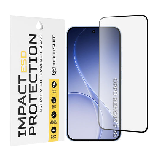 Techsuit Screen Protector Film for Oppo Reno15 FS / Reno15 F, Tempered Glass, Full Glue, Black