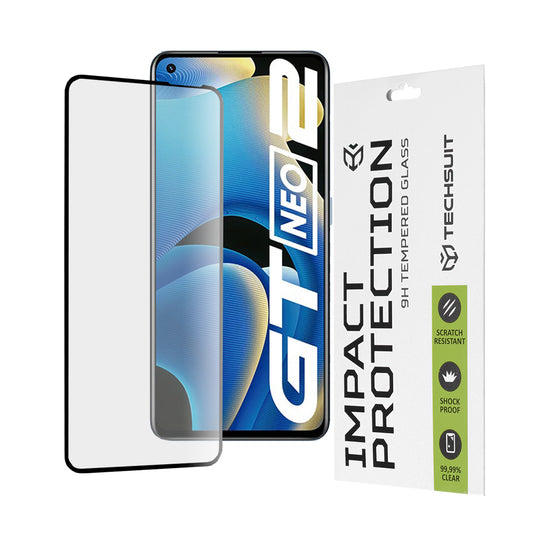 Techsuit Screen Protector Film for Realme GT Neo 3T / GT2 / GT Neo2, Tempered Glass, Full Glue, 111D, Black