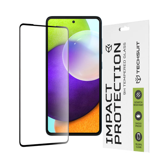 Techsuit Screen Protector Film for Samsung Galaxy A52s 5G A528 / A52 5G A526 / A52 A525, Tempered Glass, Full Glue, 111D, Black