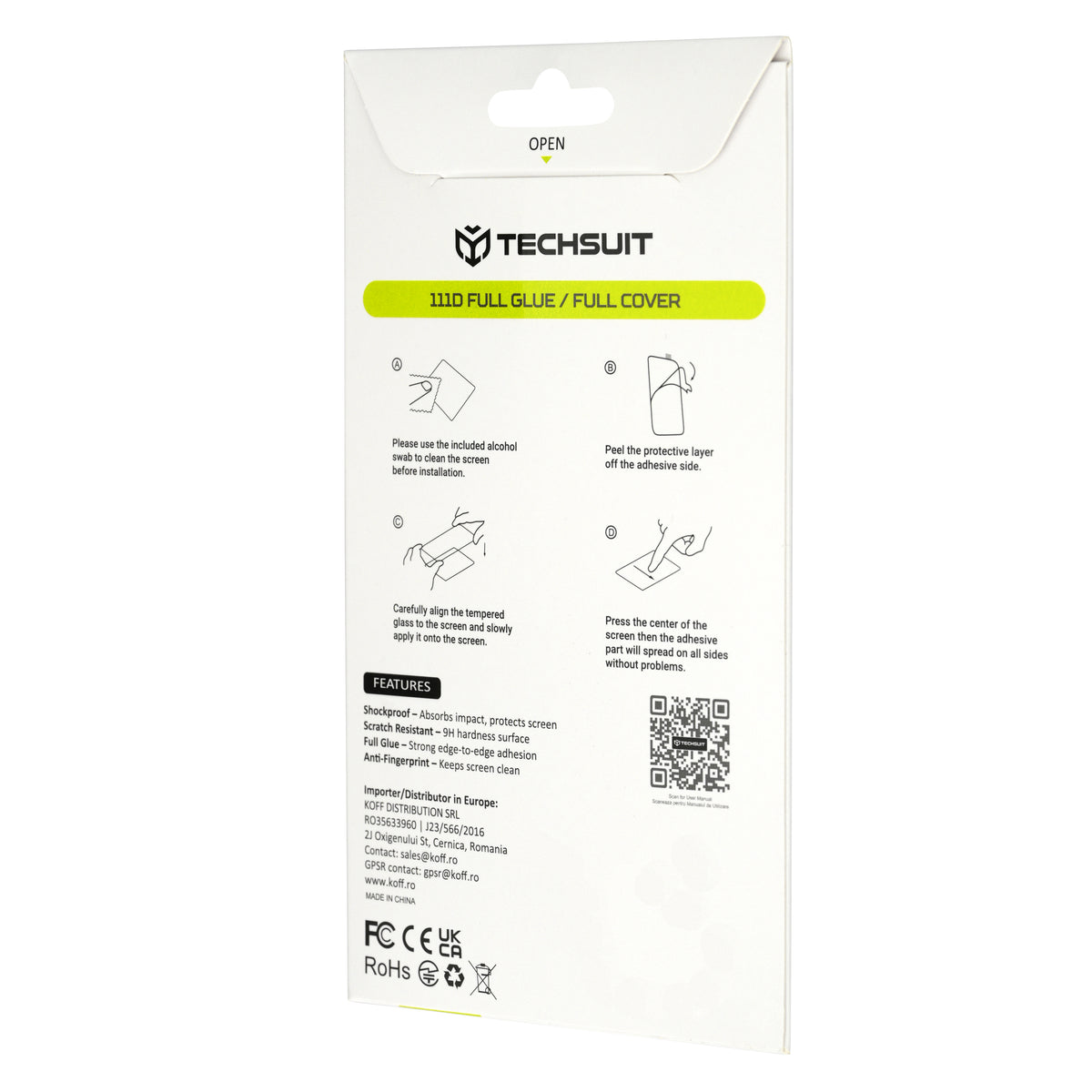 Techsuit Screen Protector Film for Xiaomi Poco F9 Ultra, Tempered Glass, Full Glue, 111D, Black